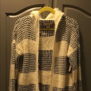 Black/White Super Soft Hooded Sweater